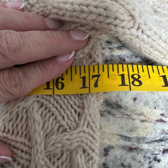 Calypso St. Barth Cable Knit Open Cardigan Short Sleeve Wool Wrap Sweater Tan - Picture 6 of 7